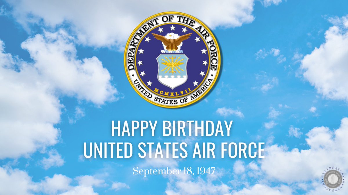 KYTreasurer38's tweet photo. Happy 76th Birthday to the United States Air Force! I am grateful to the courageous men and women who have served in the U.S. Air Force. Your commitment, service, and sacrifice have made our country a safer place. #AFBday https://t.co/jdM2y30U3a