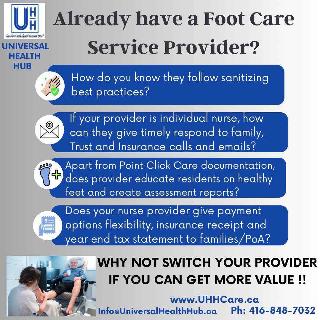 #footcare #diabeticfootcare #diabeticfoot 
#communityfootcare #footcarenurse #retirementliving #torontohomecare #yorkregion #seniorhealthcare  #agedcare #seniorcare #uhhcare #seniorsintoronto  #retirementcommunity #healthyfeet #assistedlivingcommunity #assistedlivingfacility