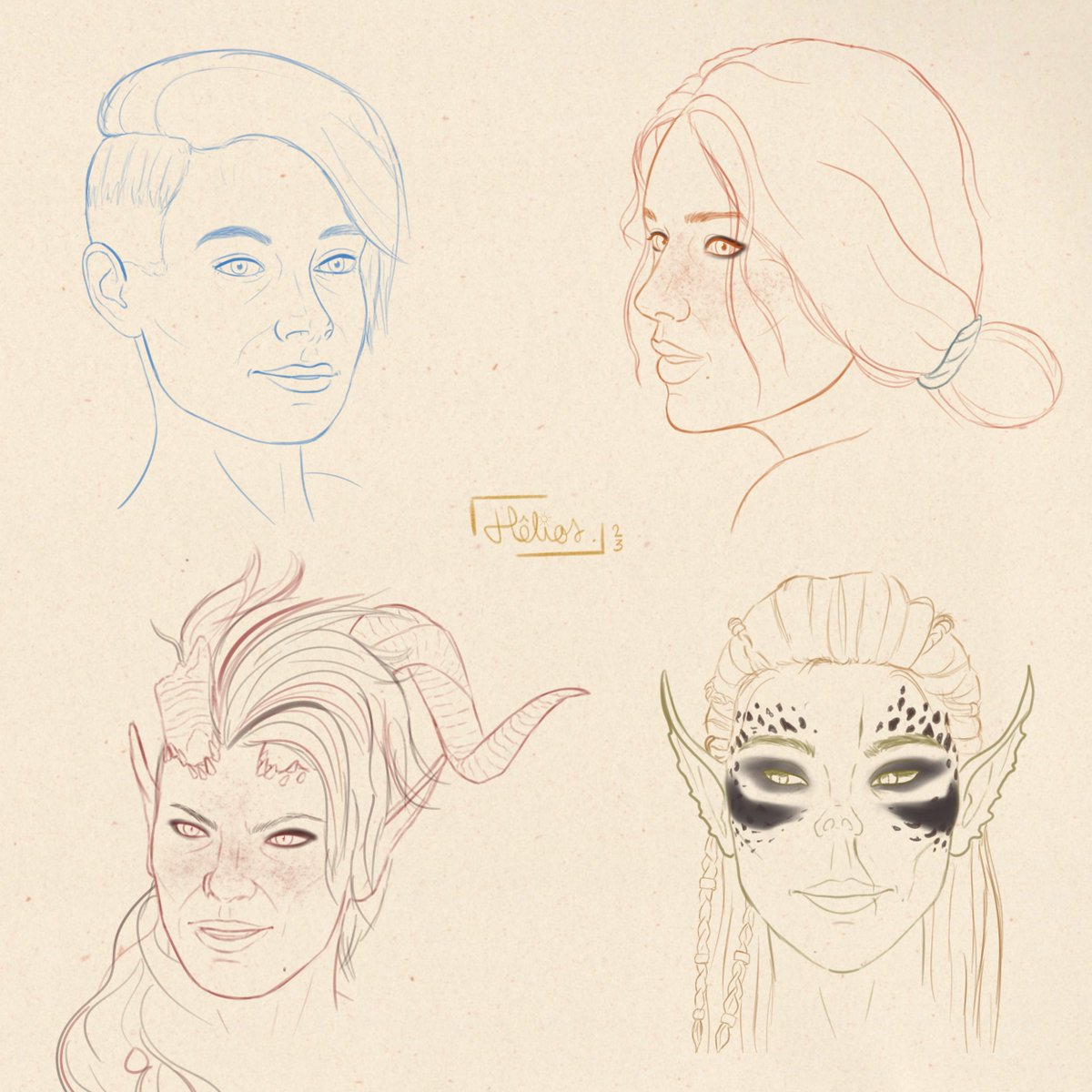 HeliosIsDrawing's tweet image. More sketches: Cora Harper from #MassEffectAndromeda, Triss Merigold from #TheWitcher3, Karlach &amp;amp; Lae’Zel from #BaldursGate3 ❤️