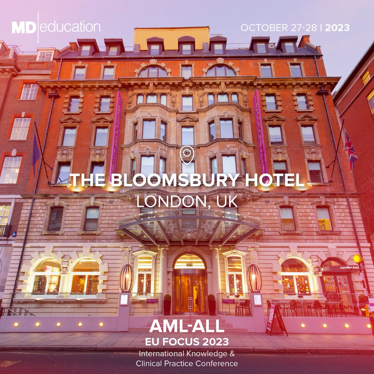🏛️ The Bloomsbury Hotel awaits! Hosting the AML-ALL EU Focus 2023, 27-28 Oct. 

Dive into AML & ALL insights and relish the luxury of this iconic venue. Discover London's charm while updating your knowledge! 
🔗 Book now: aml-alleu2023.md-education.com

#AMLALLEUFocus2023 #TheBloomsbury