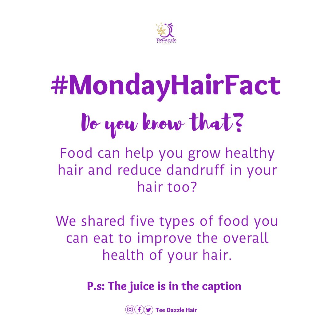 tee_dazzle's tweet photo. The following types of food/fruits can help you improve your hair health and reduce dandruff:

1) Avocado
This is one of the healthiest fruits. It contains Vitamin E, an antioxidant that nourishes the hair and protects the scalp from oxidative stress and damage. https://t.co/xWJHFHZOcI