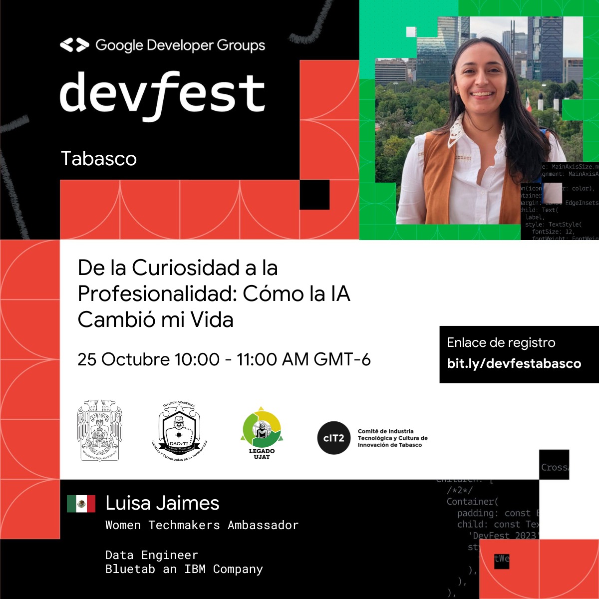 #SEDECinforma| ¡Te invitamos a participar en el #Devfest! 🙌  En colaboración con #UJAT,  #CIT2,  promete emocionantes colaboraciones y aprendizaje en tecnologías. #cloud #ia #mobile y #web 

🚀 Registro abierto 👉bit.ly/devfestabasco

#devfest2023