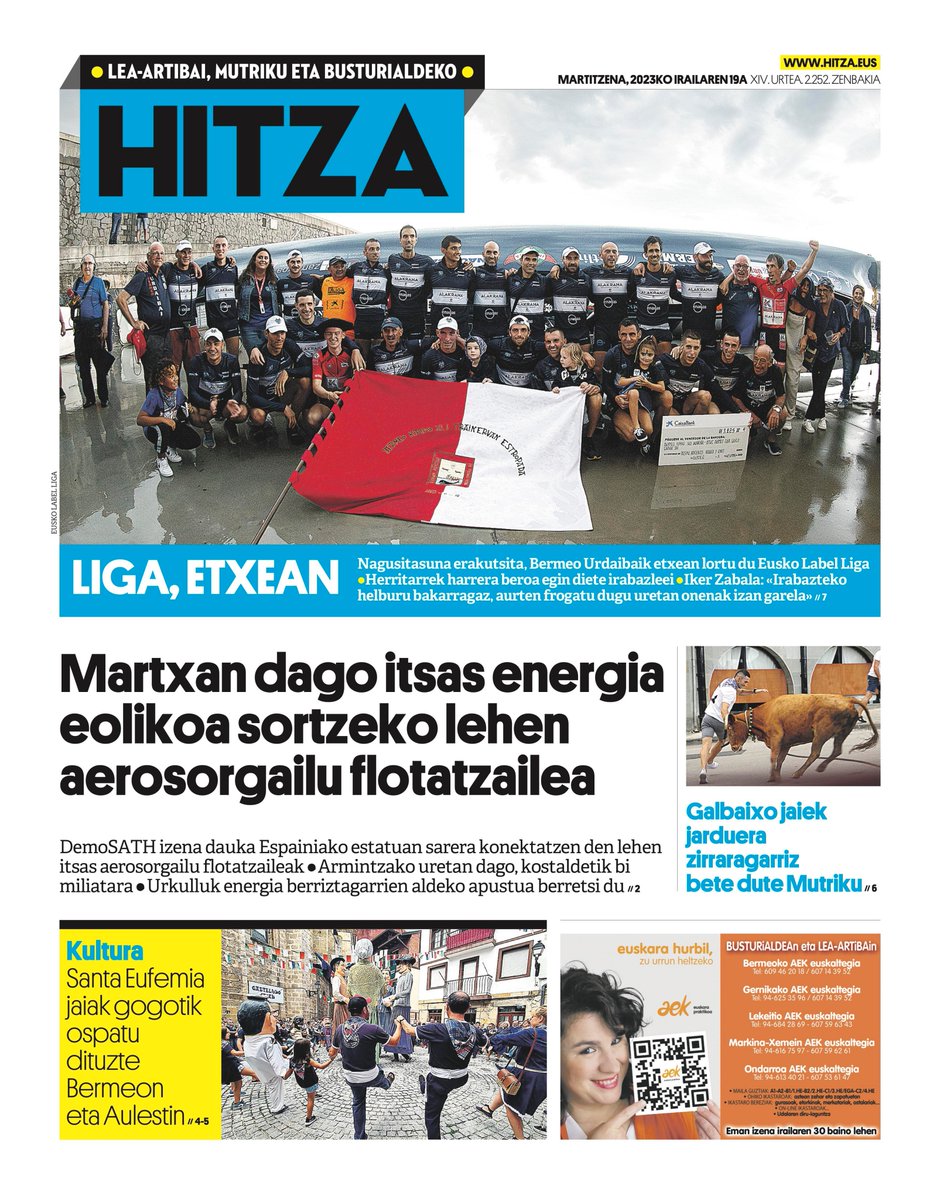 HITZAbusturia's tweet image. 🗞️GAURKO AZALA (martitzena, irailak 19); 
busturialdea.hitza.eus👇

– @Urdaibai_Arraun @Gob_eus @BermeokoUdala #DemoSATH #energiaeolikoa #Armintza @AulestikoUdala #santaeufemi #jaiak @MutrikukoUdala #galbaixoak  –
