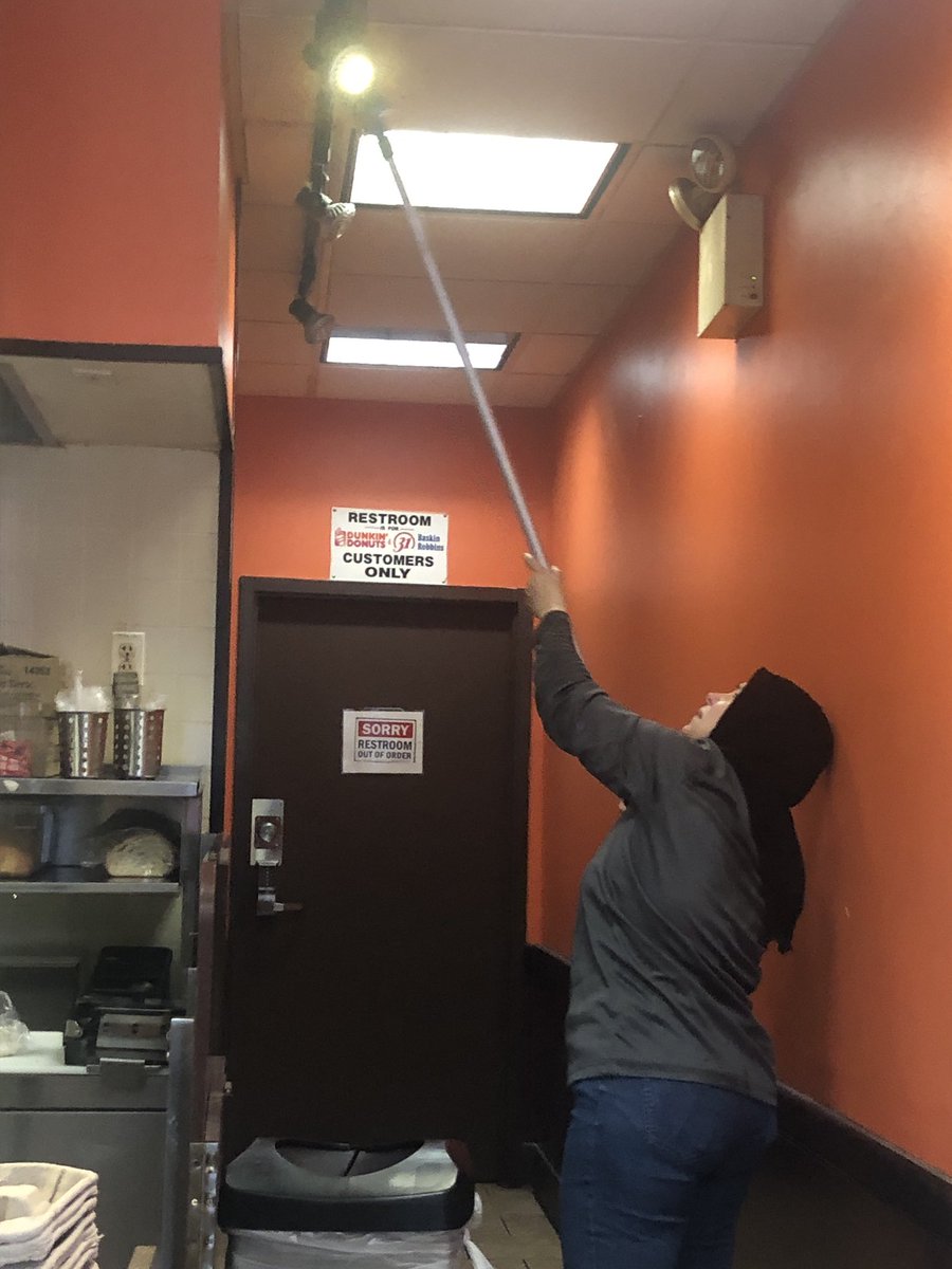 TVB110's tweet photo. Let’s clean the ceiling over the food prep station  with a broom we sweep the floor with  @dunkindonuts @NYCHealthCommr #bayridge #4thave92stbrooklyn https://t.co/Kn6XTusd78