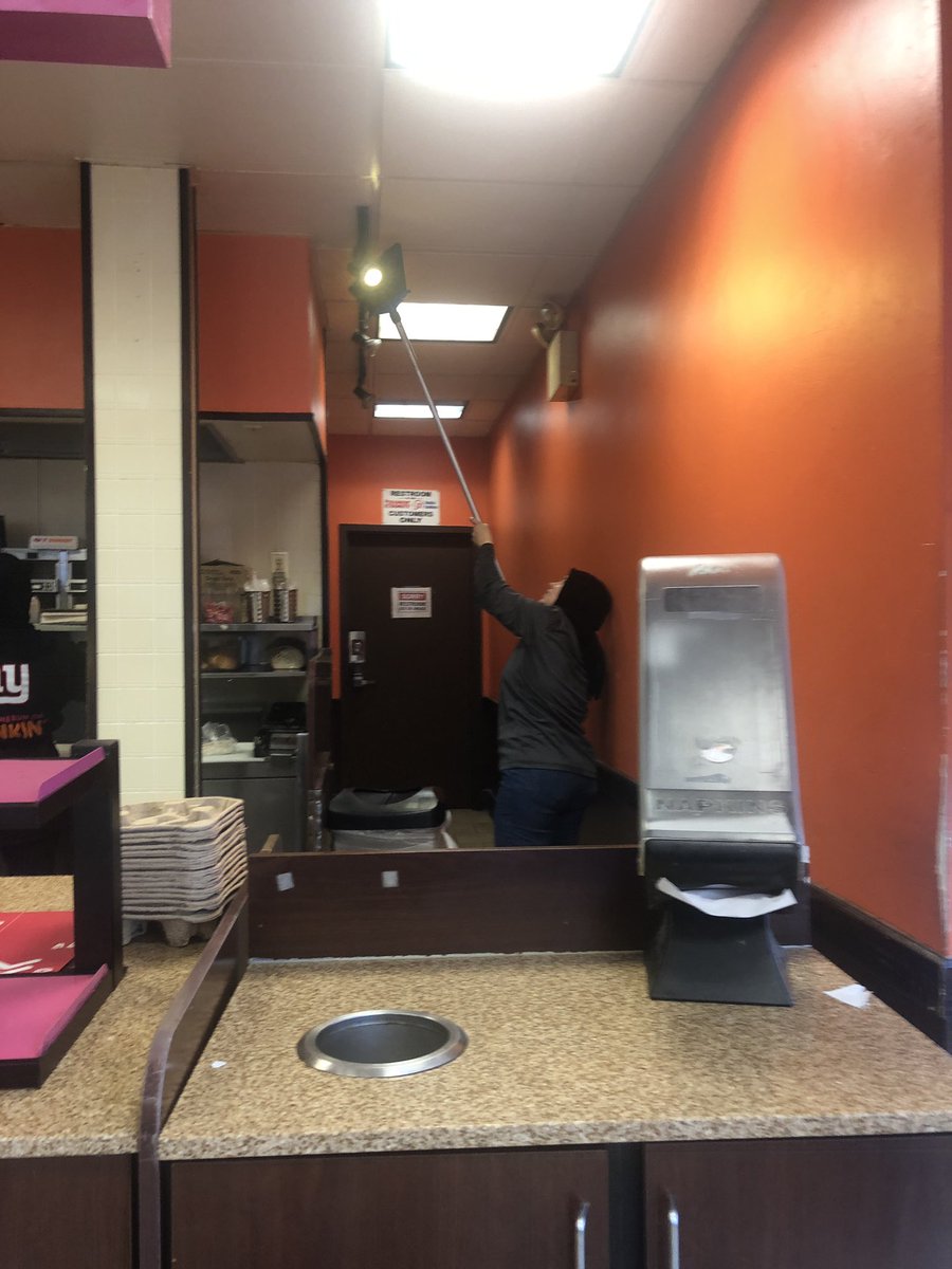 TVB110's tweet photo. Let’s clean the ceiling over the food prep station  with a broom we sweep the floor with  @dunkindonuts @NYCHealthCommr #bayridge #4thave92stbrooklyn https://t.co/Kn6XTusd78