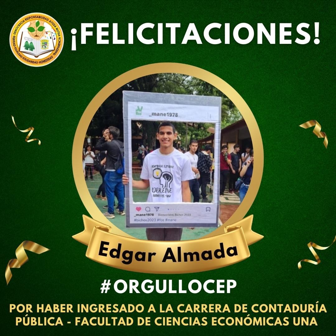 cepoficial__'s tweet photo. #ORGULLOCEP 🥇

Felicitamos a Edgar Almada, nuestro ex alumno egresado, por su ingreso en la carrera de Contaduría Pública de la Facultad de Ciencias Económicas- UNA. Celebramos con alegría su gran logro y ¡le deseamos los mejores éxitos! 🥳👏🏼 https://t.co/sh2OUydXy2
