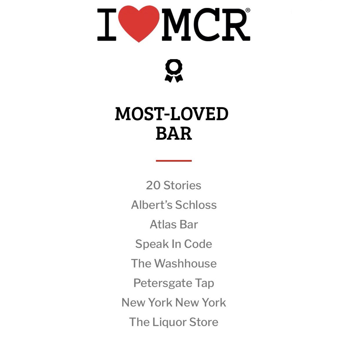 We’re thrilled to have been shortlisted for ‘Most Loved Bar’ in the I ❤️ MCR Awards 2023! 

If we’re your most loved bar, we’d REALLY appreciate it if you could take a couple of minutes to vote for us as it closes very soon!! ilovemanchester.com/awards

Thankyou New Yorkers! 🗽🫶🏻