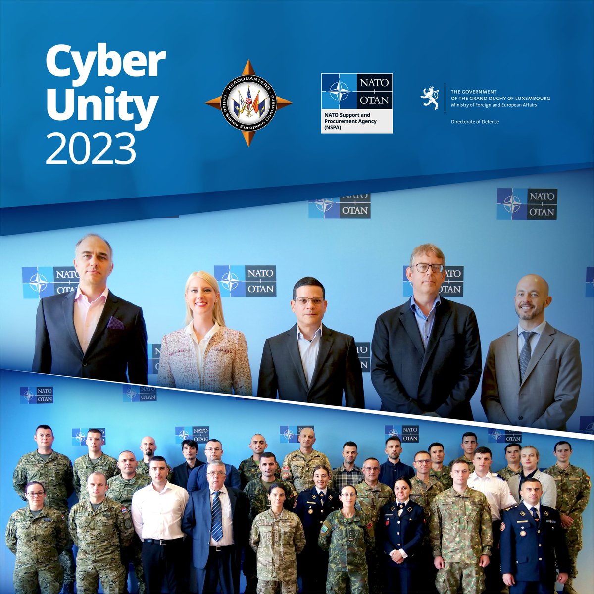 NSPA_NATO's tweet photo. We facilitated #CyberUnity - a #cyber exercise by @US_EUCOM & @Defense_lu, which:
💡was designed to enhance Allied cooperation on the ground with 6️⃣participating Allies 🇦🇱🇭🇷🇲🇪🇲🇰🇷🇴🇧🇪
💡included strategic tabletop exercises & tactical cyber operations.
👉https://t.co/0yKM40tlh6 https://t.co/2e0Ee2Mbxo