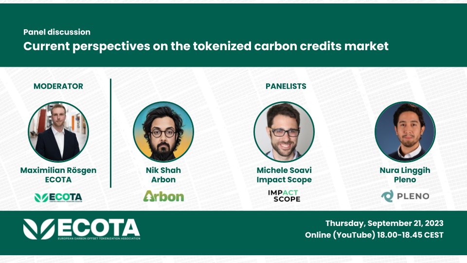 ecota_io's tweet photo. 👀 This Thursday, we are going to take a look into current #trends in the #tokenized #carbon #credits market

🎫 Grab your free ticket here: https://t.co/E2jWAFopa5 https://t.co/DfXjvTDgWT