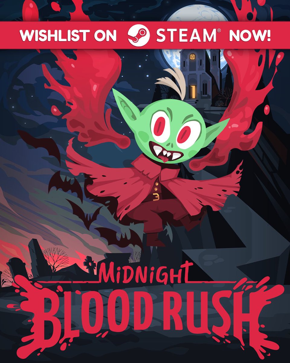 That's it!
Our game "Midnight Blood Rush" now has a Steam page!
If you'd like to help us out, you can wishlist the game!  ➡s.team/a/2502310
And spread the word if you're interested in the project! 🔥

#indiedevs #gamedev #steam