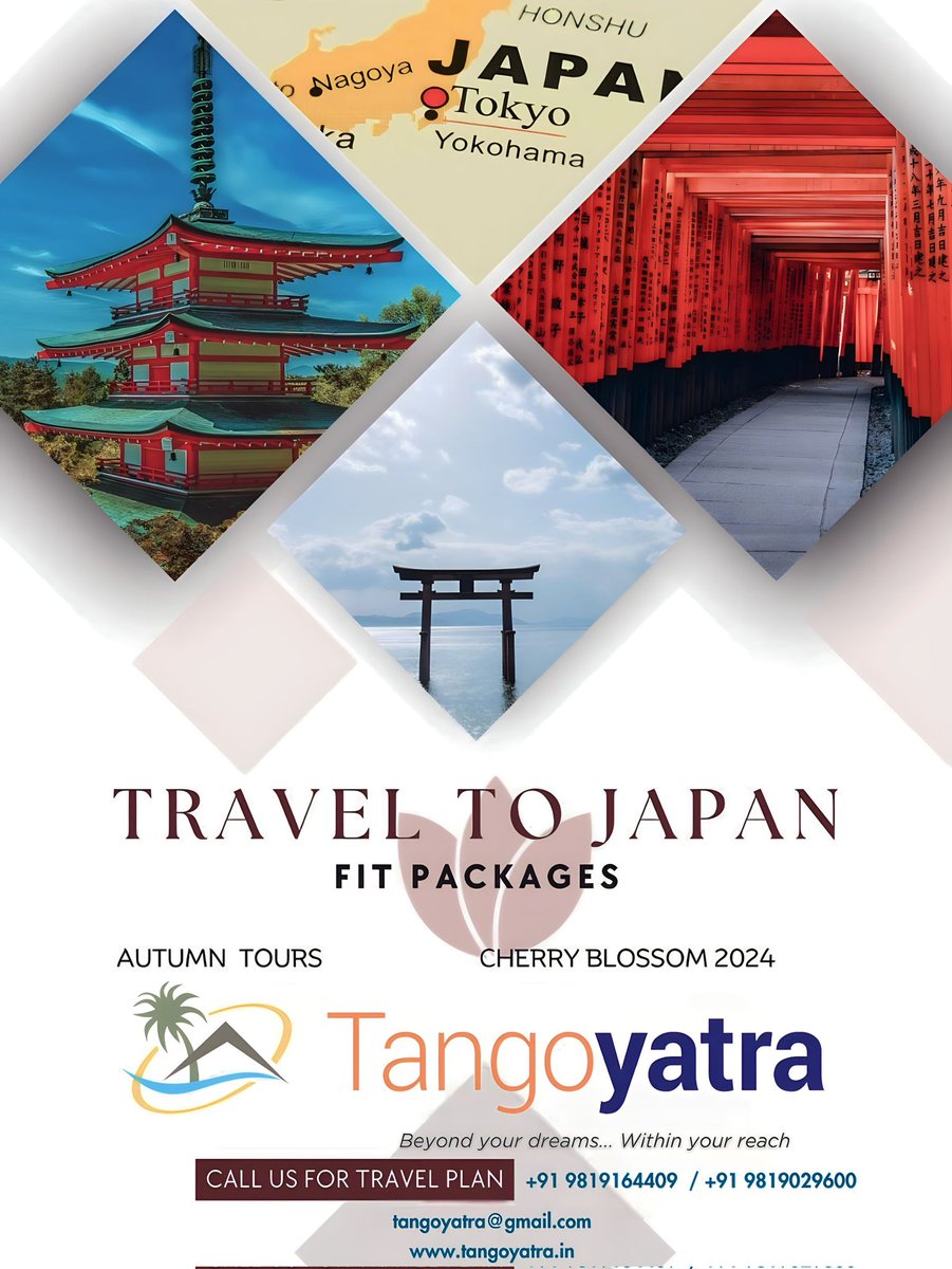 tangoyatra's tweet image. 🌸🍂 Explore the Beauty of Japan in 2024! 🇯🇵
Japan awaits you with its breathtaking cherry blossoms and autumn foliage!
Autumn Tours - Cherry Blossom 2024
Why choose Tango Yatra?
✈️ Fit Packages: 
📞 9819164409 / 9819029600  tangoyatra.in
#traveljapan #cherryblossom2024