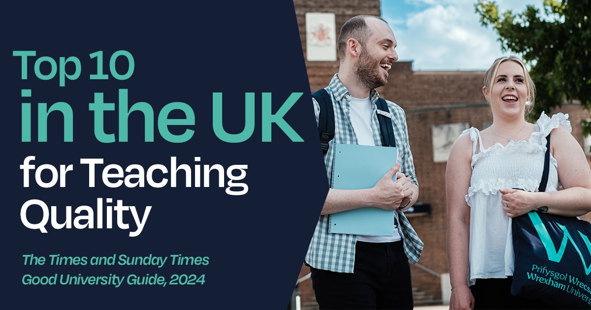 We have again been ranked in the Top 10 Universities in the UK for Teaching Quality according to The Times and Sunday Times Good University Guide, 2024! Discover the enormous opportunities available to you at Wrexham and find out more about our degrees: orlo.uk/Wrexham_Uni_Co…