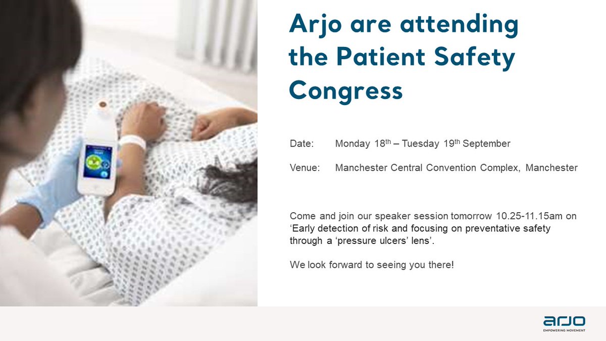 ArjoUKI's tweet image. Join our session tomorrow from 10.25am on ‘Early detection of risk and focusing on preventative safety through a ‘pressure ulcers’ lens’.

Or visit:-arjoglobal.com/44W344L for more information.

#hsjpatientsafety #pressureulcerprevention #arjouk #EmpoweringMovement #arjoireland