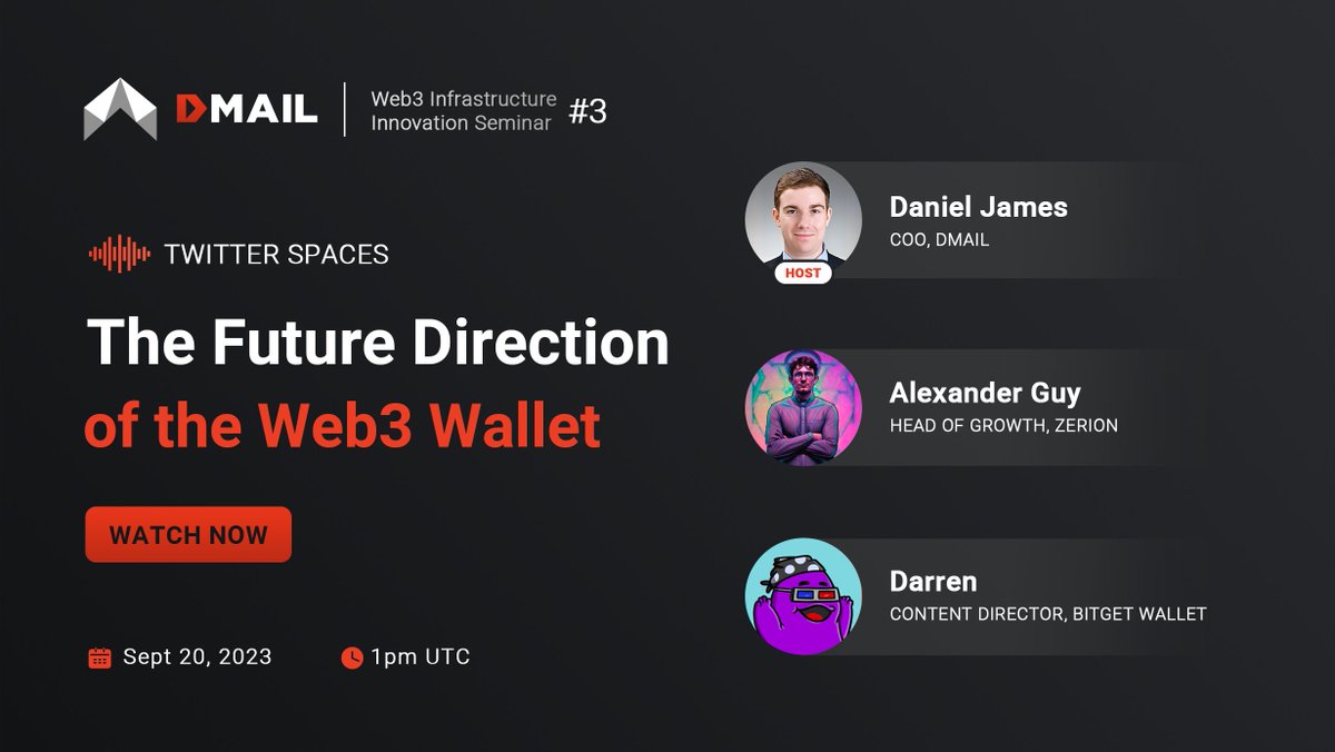 🥳Web3 Infrastructure Innovation Seminar #3 is Coming! 📢Topic: The Future Direction of the Web3 Wallet ⏲️1:00 PM UTC, 20th Sep. 🤠Guests: Darren, Content Director, @BitgetWallet Alexander Guy, Head of Growth, @zerion 👉Set a reminder: x.com/i/spaces/1nAJE…