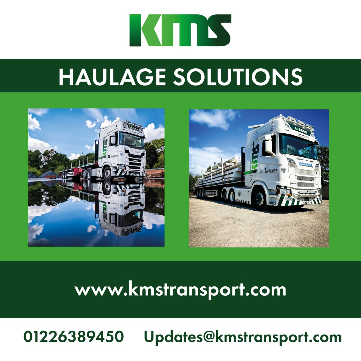 KMS_transport's tweet photo. Efficient. Safe. Reliable.... 🚛

At KMS Transport we are renowned for carrying a whole range of products, no matter what the size of cargo or where it needs to be delivered. 

Contact us today and let's keep you moving ....

☎ 01226 389450

📧 updates@kmstransport.com https://t.co/t43WeiqnyE