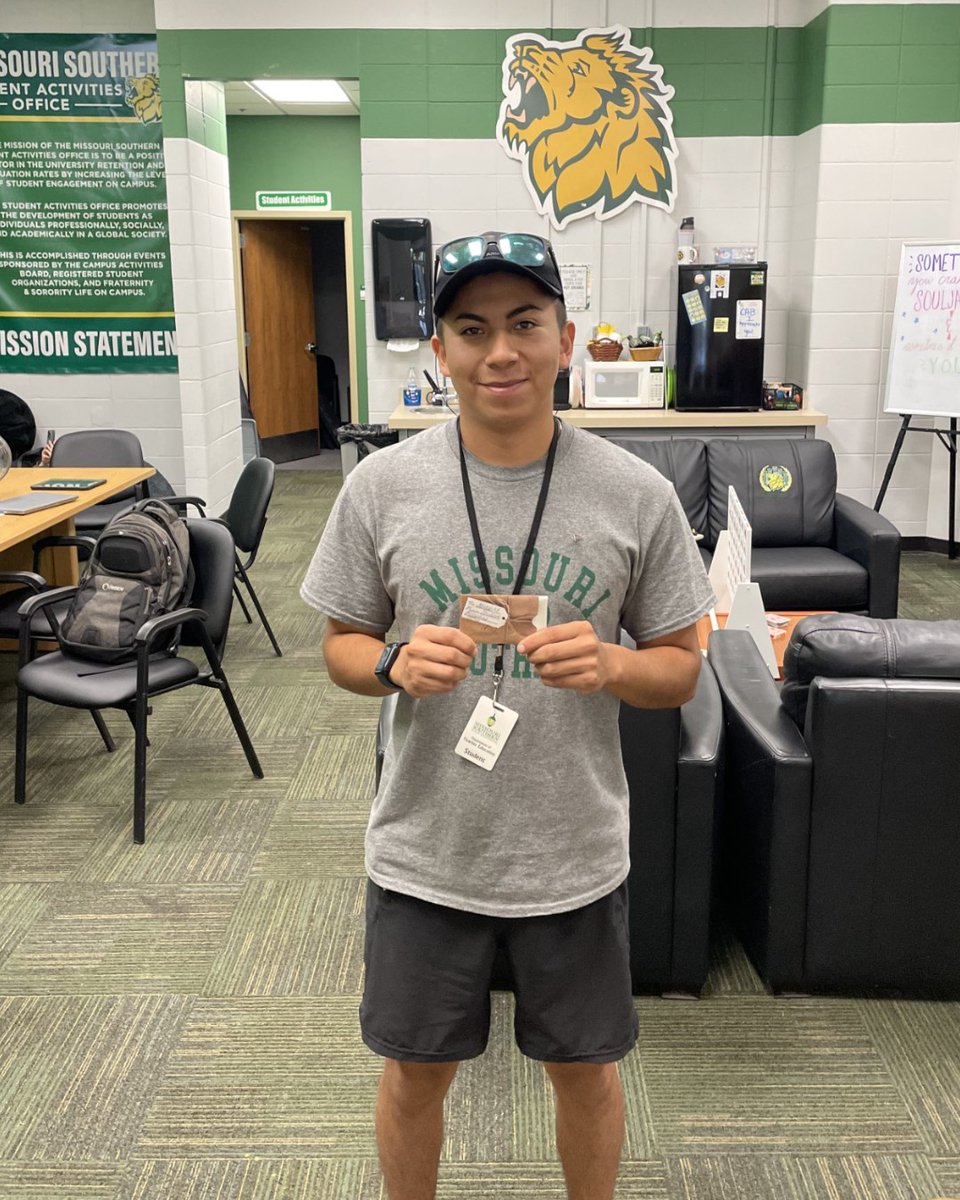 mososao's tweet photo. Congratulations to Jacob, who was MSSU's most involved student for August! He earned 260 points on LionLink &amp; attended ALL Southern Welcome events! He won a $50 bookstore gift card! 

Want a chance to win? Make sure you download LionLink, scan into events, and compelete task! https://t.co/iSlovKXysN