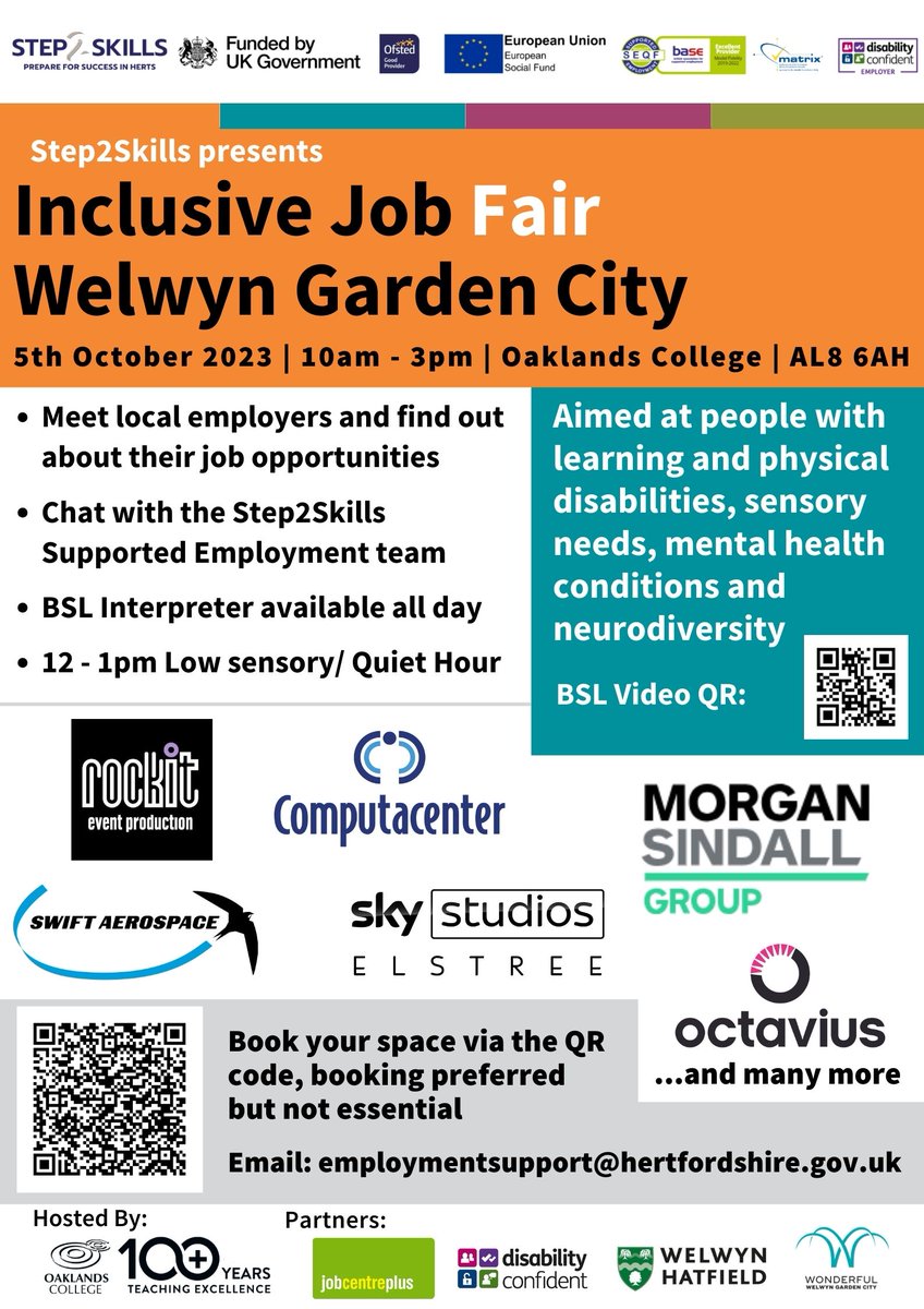 WelHatCouncil's tweet photo. Inclusive Job Fair 💼

A job fair aimed at people with learning and physical disabilities is being held at Oaklands College. Don't miss out on meeting local employers and job opportunities.

Book now: https://t.co/Hz6CM3MD1u https://t.co/RMVbOYOZH4