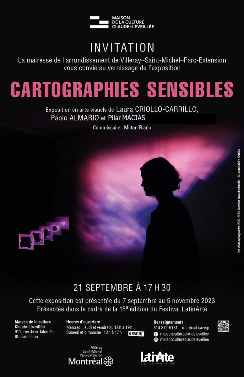 Únete a nosotros este 21 de septiembre a las 17h30 en la casa de la cultura Claude-Léveillée. Lanzamiento de la programación de la 15 edición del Festival LatinArte

#latinarte #montrealart #artelatino #artecontemporaneo