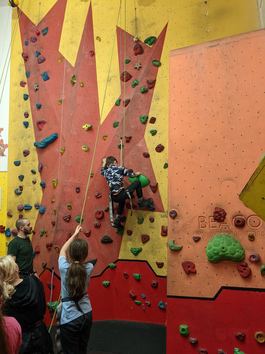 River group are showing great teamwork on the climbing wall.