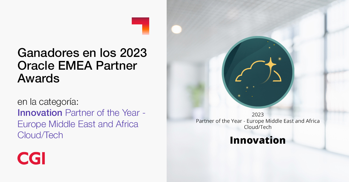 CGI_Spain's tweet image. Somos ganadores en la categoría de Innovación EMEA Partner Awards Cloud/Tech en los 2023 Oracle EMEA Partner Awards. Rubén Rodríguez, Oracle ACE Director y Director Consulting Expert de CGI, ha sido el encargado de recoger el galardón. ¡Enhorabuena a todo el equipo! #WeAreCGI