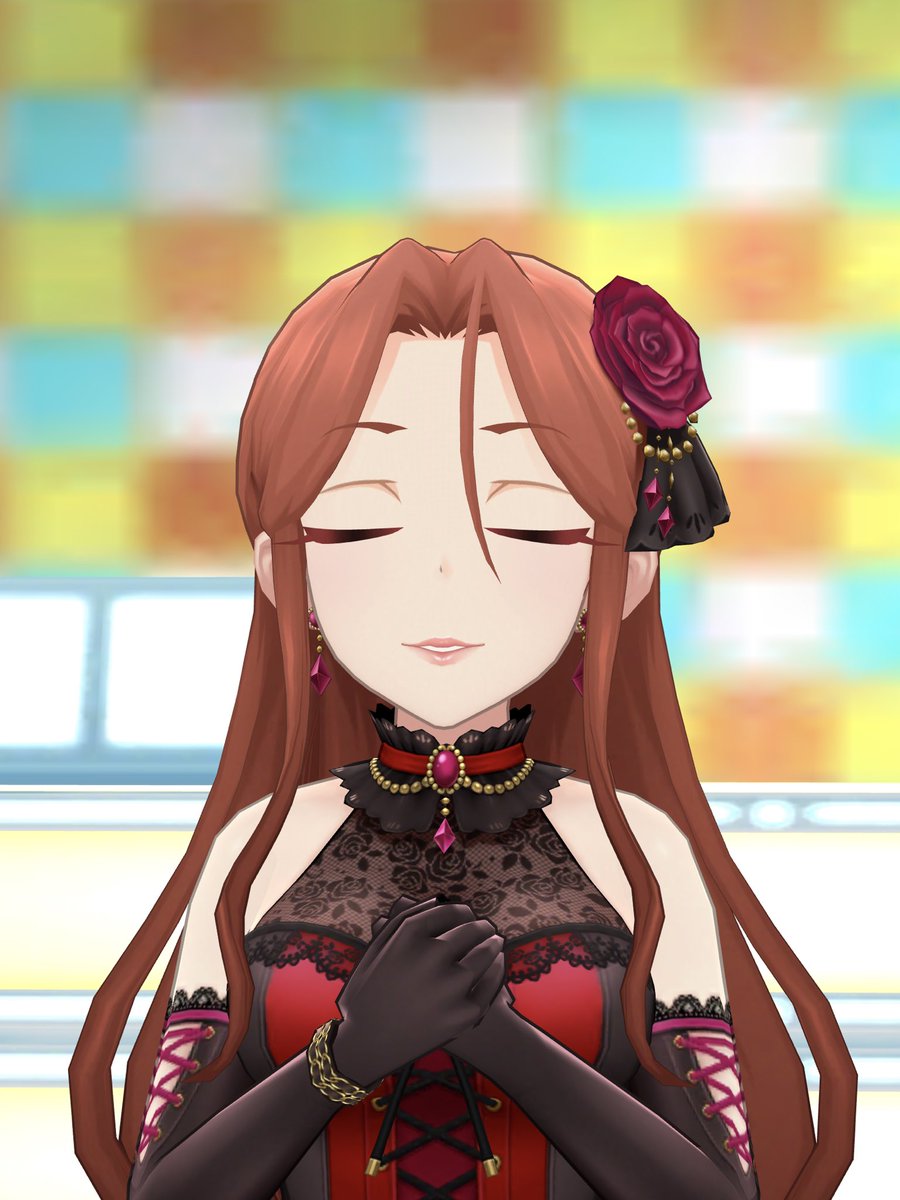 토키코님의 느와르 페스는 붉은 렌즈와 눈화장, 분홍색 립스틱의 변화가 있어요.