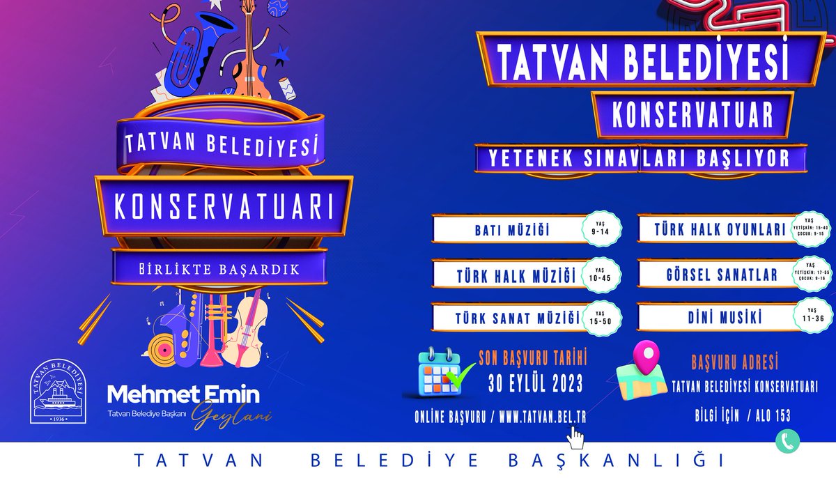 Tatvan Belediyesi Konservatuar Yetenek Sınavı başvuruları başladı

Bölgede ilk ve örnek tesislerden biri olan Konservatuar da eğitim almak isteyenler için yetenek sınavı başvuruları başladı. Son başvuru 30 Eylül
<a href="/EminGeylani/">Mehmet Emin GEYLANİ</a>