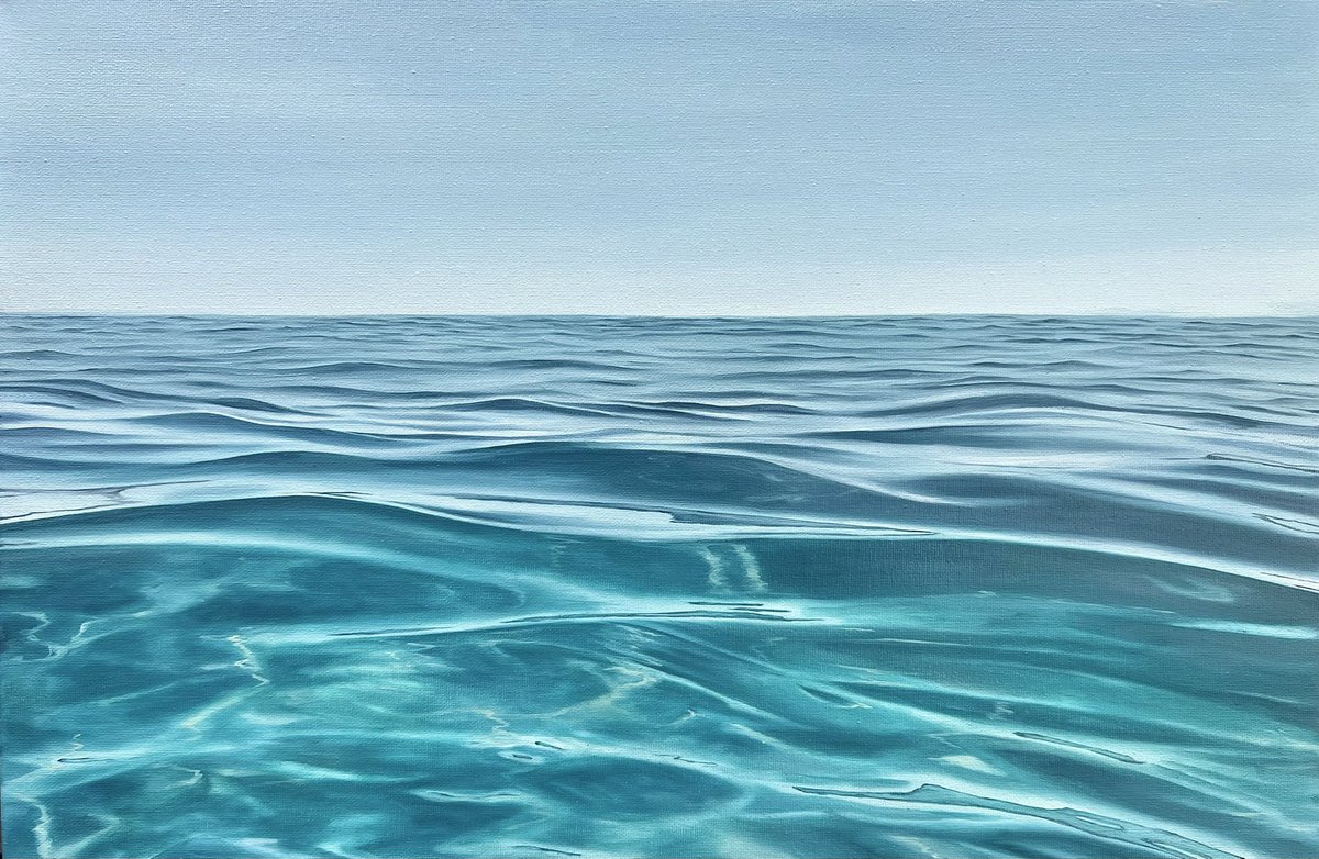 GIVEAWAY 💫 so I’m just so in love with my latest oil painting ‘Serene Water’ and would love for it to find its new home - so everyone who reposts (rts) this will be entered in the giveaway to win an A3 &amp; A4 print of this painting! Giveaway closes in 48 hours 🤍