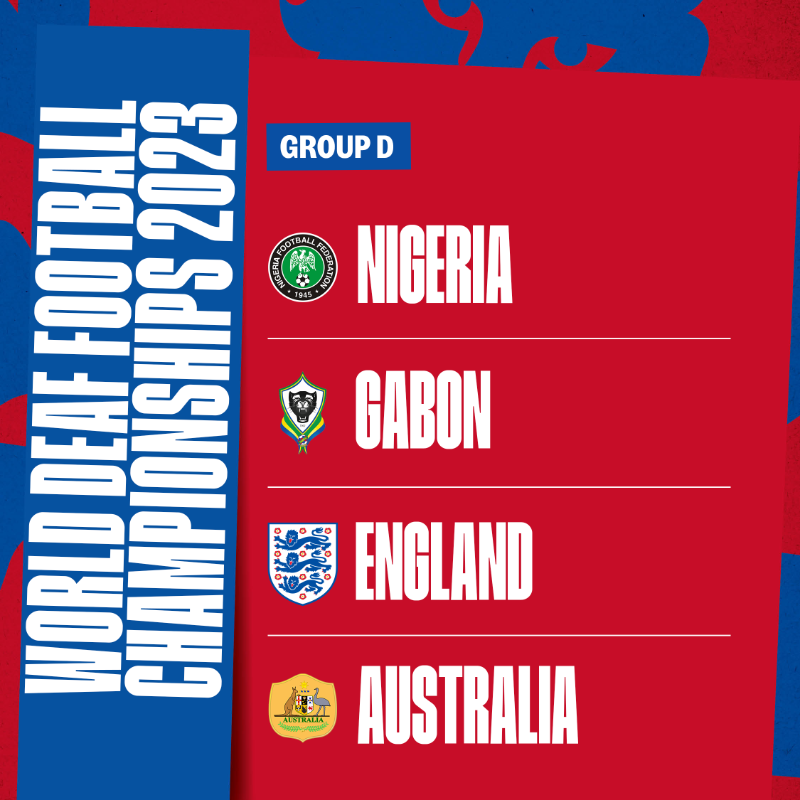 England's tweet photo. Our England Deaf men's team will be heading off to the World Deaf Football Championships in Malaysia this week, where they'll take on Nigeria, Gabon and Australia in Group D.

Best of luck to all of the players and staff involved in the tournament! 👊