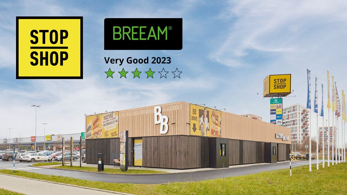 We are excited to announce that another building in our portfolio, STOP SHOP in Horní Měcholupy, Czech Republic, has been awarded a BREEAM In-Use certificate with a VERY GOOD rating!