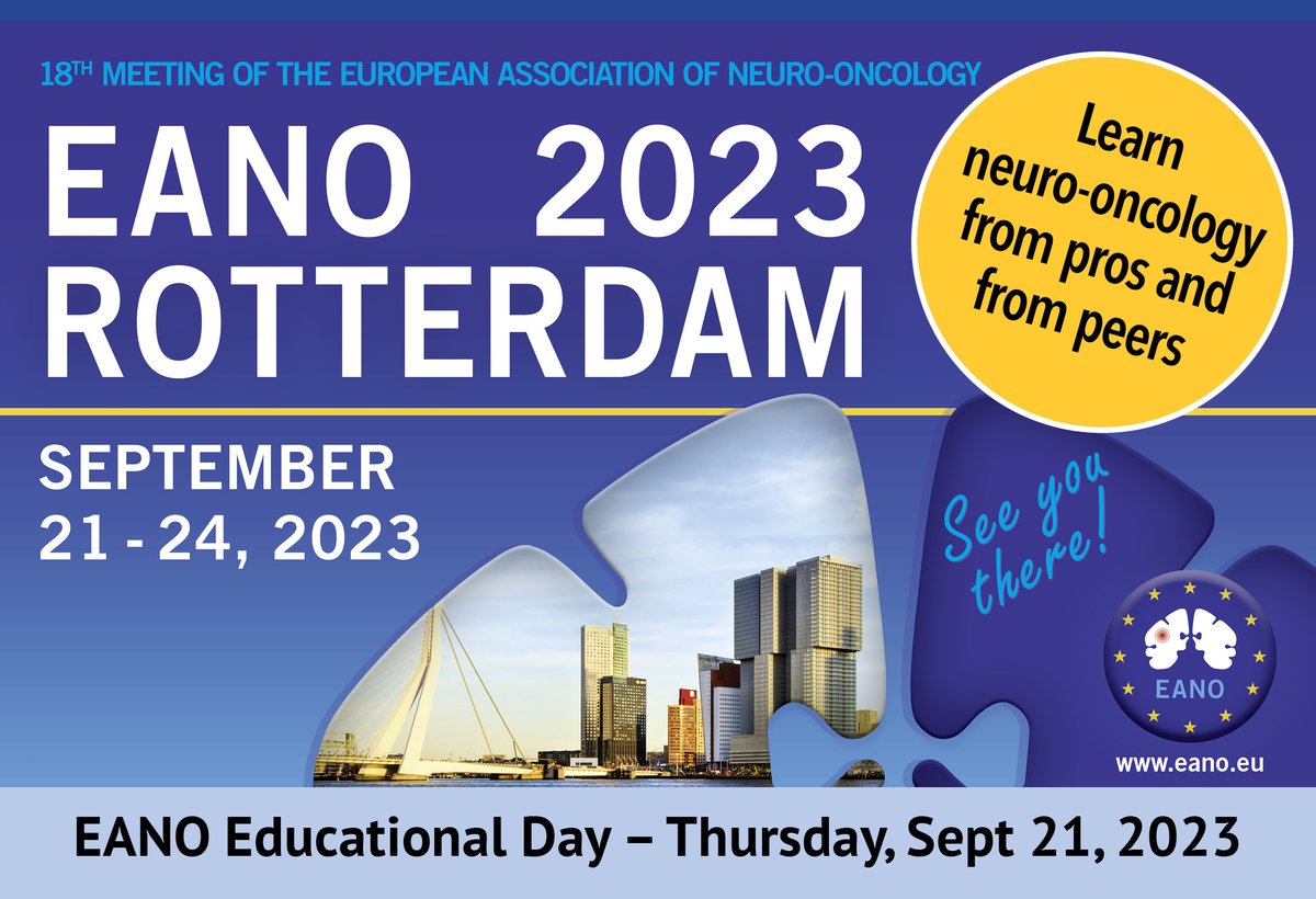 Still 3 days to #EANO2023, taking place Sept 21-24 in Rotterdam. Kick off with our Educational Day on Sept 21. Spend a day with peers while being inspired and gaining lots of new insightful knowledge! bit.ly/3sRytb4 #NeuroOncology #Neurosurgery #cancernurse #AHP #btsm