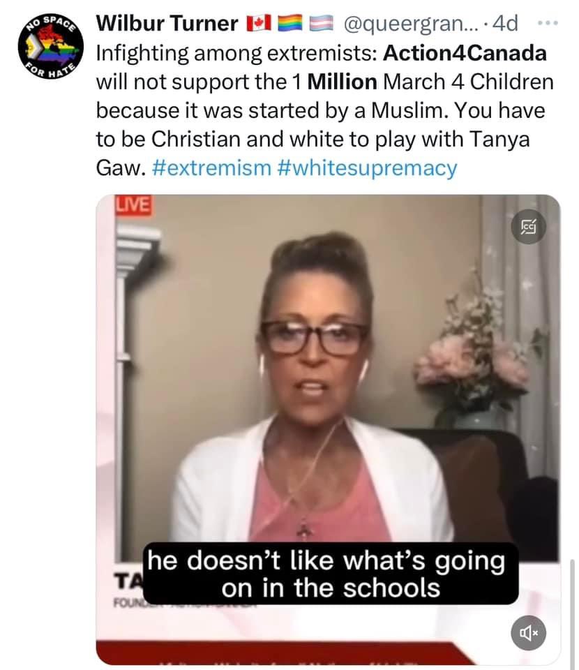 Magpieskitchen's tweet photo. @OriginalGoove Just remember the Action of Canada white supremacist group doesn’t support this march because it’s created by a Muslim. 
Gotta love fighting from within. https://t.co/k3Woc9V0KF