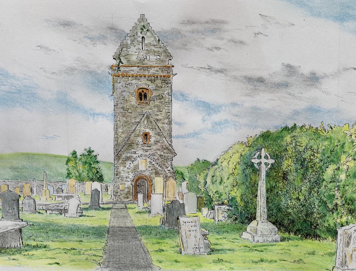 bwjsharpart's tweet photo. St. Andrews Tower. A4 pen/pencil illustration.Remains of oldest building in #Peebles consisting of tower and wall covered in vegetation dating from12th C. destroyed 16th century. #art #history #medieval #sketch ⁦@andrewsp2009⁩ ⁦@HistoryScotland⁩ #church #pencilart https://t.co/bs8L2bzEx5