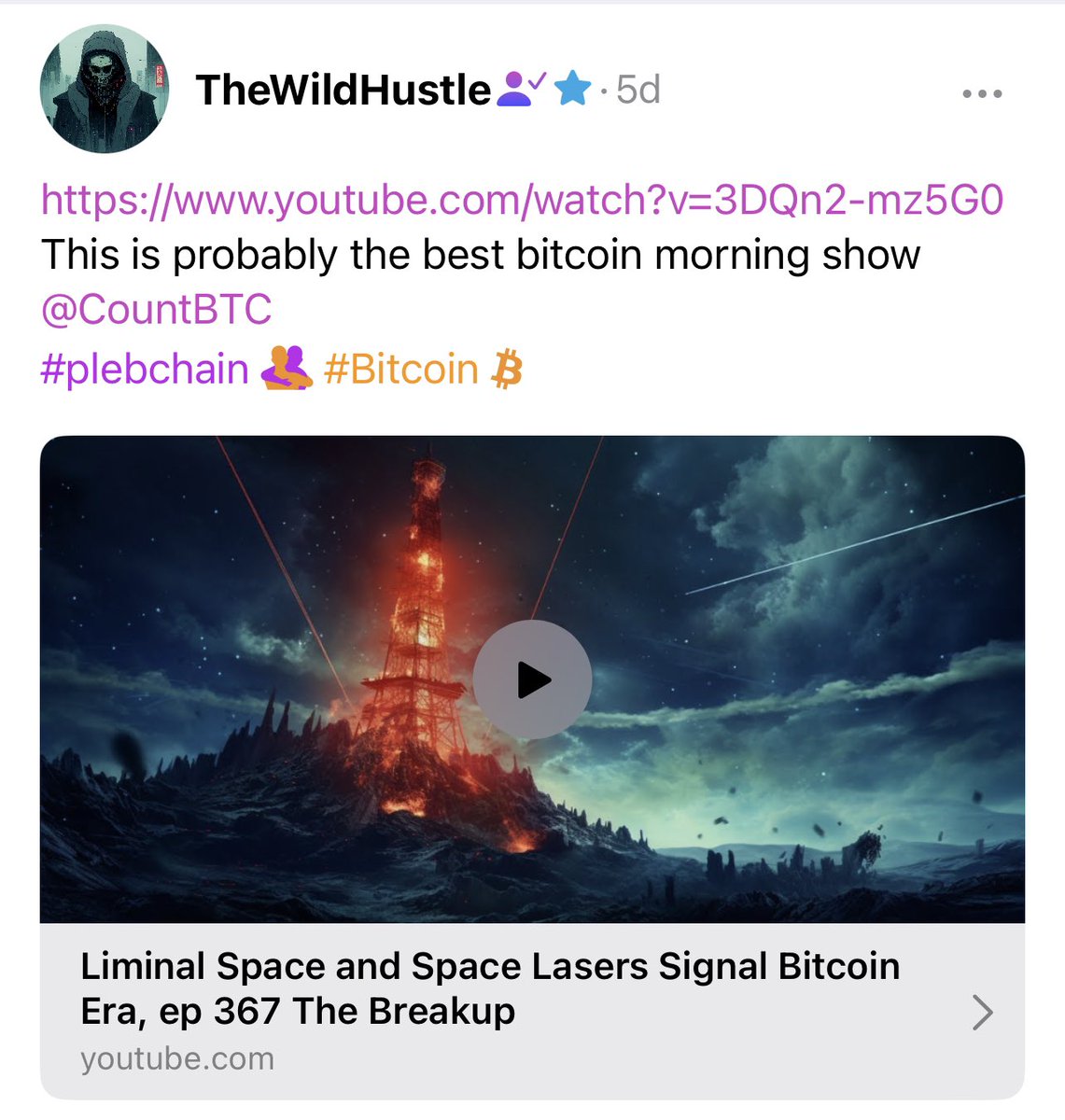 countbtc's tweet photo. The Plebs on NOSTR love The Breakup. We went live on #zapStream today @cyber_grinder . Earned some sats. Awesome, thanks for the help @mcshane_writes https://t.co/IPic19wJ7z