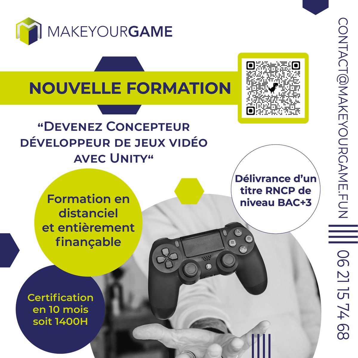 OrizonEvent's tweet photo. Nous vous présentons notre toute dernière formation pour devenir Concepteur Développeur de Jeux vidéo ou XR avec Unity ! 😎

celle-ci débouche sur une double certification : une certification RNCP de niveau Bac+3 ET une certification logicielle ! 🚨

https://t.co/lIaMP4PUHa https://t.co/piHuYgM7Ar