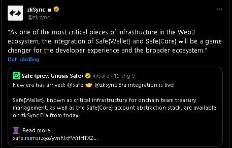 chantel59029778's tweet image. Ngày 12/9  Zksync đã tweet về dự án Multi-sign Safe . Tương tác với Multi-sign @safe đã từng là một tiêu chí để xét Airdrop của @optimismFND
Tránh bỏ lỡ tiêu chí, hôm nay mình hướng dẫn các bạn tương tác với ví @safe
#Airdrops #multisign #zkSync #op #Retroactive