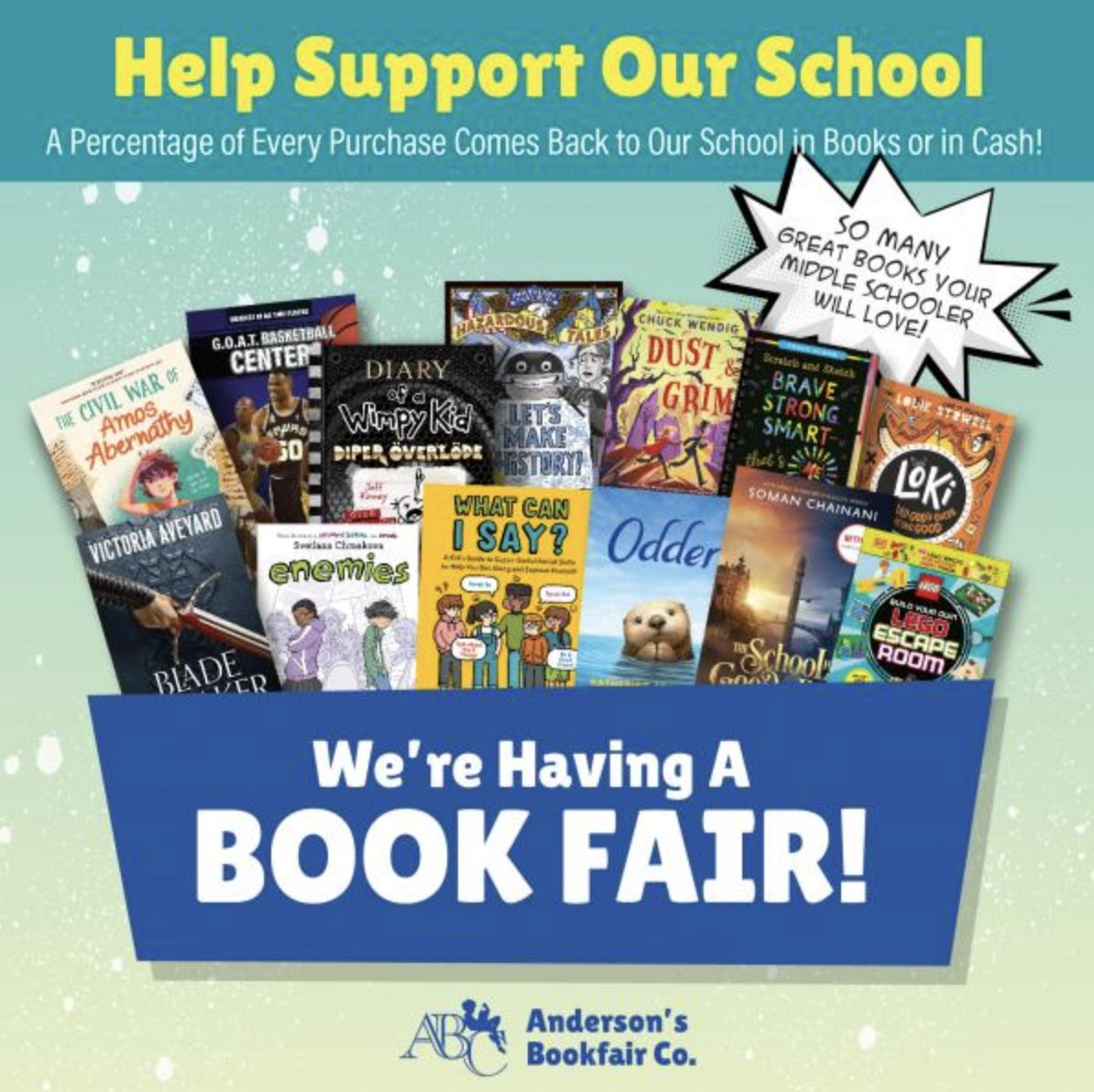 Book Fair is coming soon!

Oct. 2nd - Oct. 5th

<a href="/CenturyWildcats/">Century Junior High</a> 
<a href="/AndersonsBkshp/">Anderson's Bookshops</a>