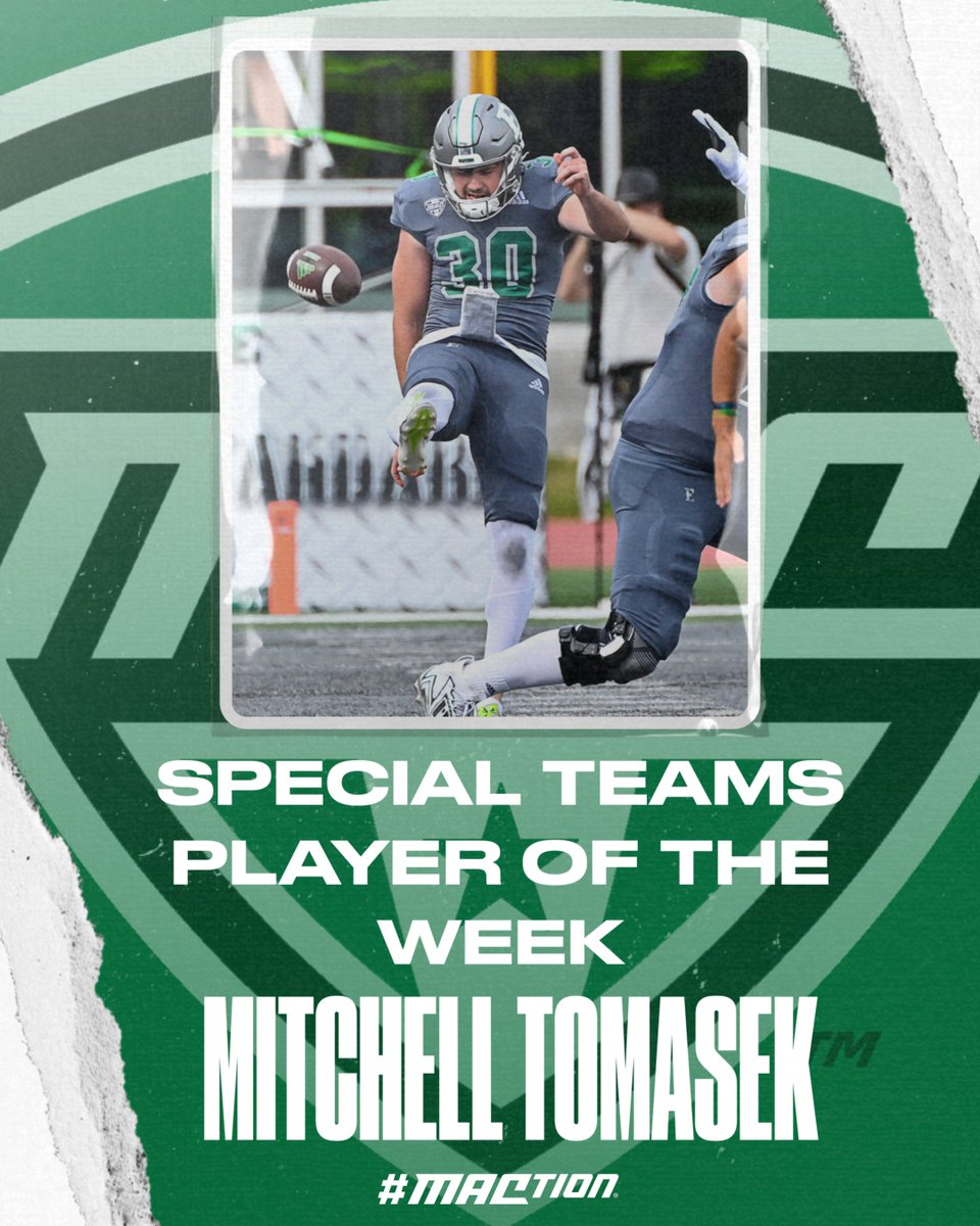 Eastern Michigan's <a href="/TomasekMitchell/">Mitchell Tomasek</a> punted seven times with a robust 45.9 yards per punt in Eastern Michigan’s 19-17 win on Saturday over UMass. With momentum swinging toward the Minutemen with less than five minutes remaining, EMU was clinging to a 13-10 lead and forced to punt