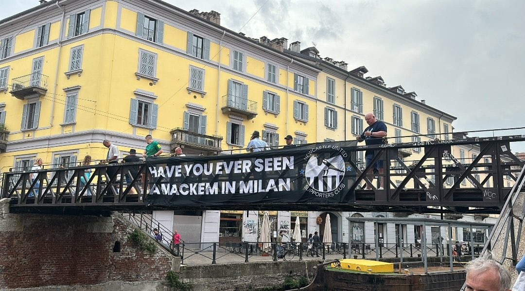 Newcastle banner in Milan this afternoon…

“Have you ever seen a Mackem in  Milan?” #NUFC #SAFC