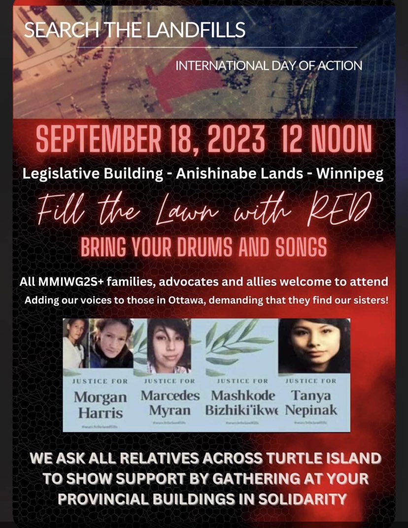 Today is the national day of action to #SearchTheLandfill. In Ottawa, in #WinnipegCentre, and across the country, communities are gathering in solidarity with MMIWG2S, survivors, and families. No more excuses. Bring our relatives home.