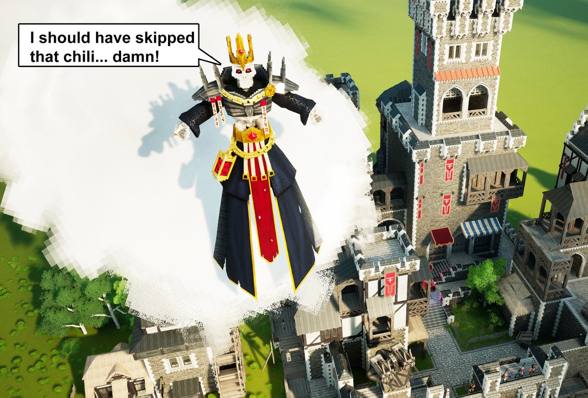 #UndeadLich is spawning #deadly #Chemtrails above the #kingdom ! 💥💀🏰😊 Daily #Impressions from #Valusia and the #Kingdom of #CastleCraft 🏰🏛️ Wishlist now on Steam: shorturl.at/huHW1
#Voxel #Lowpoly #Unreal #Sandboxgame #Minecraft #Fart #Badfood