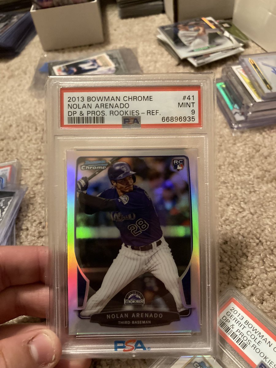 Cubs4life4226's tweet photo. @PEDBreaks Arenado refractor: $50 shipped
Acuna snakeskin /99: $35 shipped 
Bonds Elite Series: $25 shipped https://t.co/DdvwF9qCnz