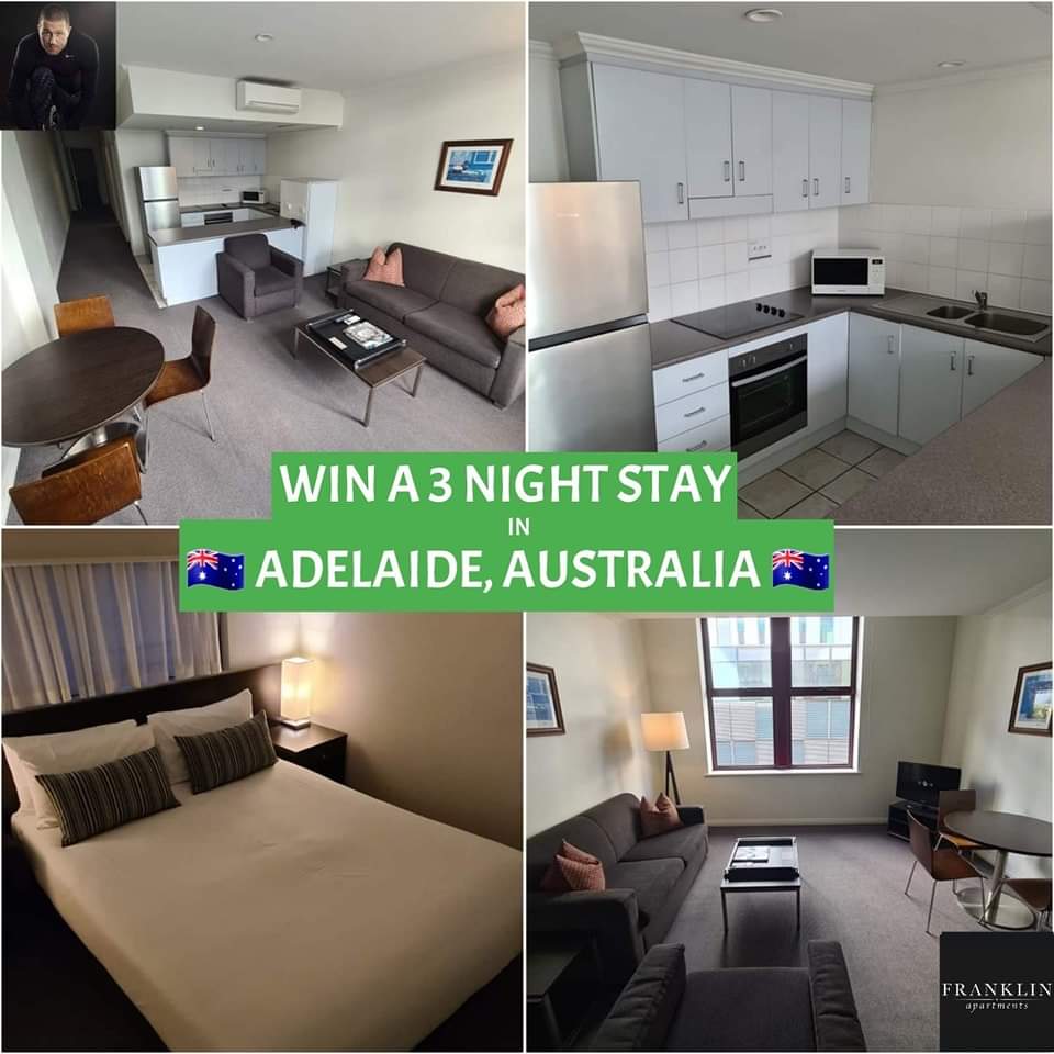 TheWiganRunner's tweet photo. 🇦🇺 WIN A 3 NIGHT STAY IN ADELAIDE, AUSTRALIA 🇦🇺
(Worth Upto £400)

🇦🇺  LIKE
🇦🇺  RETWEET
🇦🇺  FOLLOW ME @TheWiganRunner 🙋🏻‍♂️

@ Franklin Apartments 🏢

Enter This 1 on FB,T or Insta

📆 Winner Sun 📆
 
#Win #Competition #GiveAway #Holiday #Adelaide #Australia #Prize #Contest #Retweet https://t.co/Dxfvx7gBkl