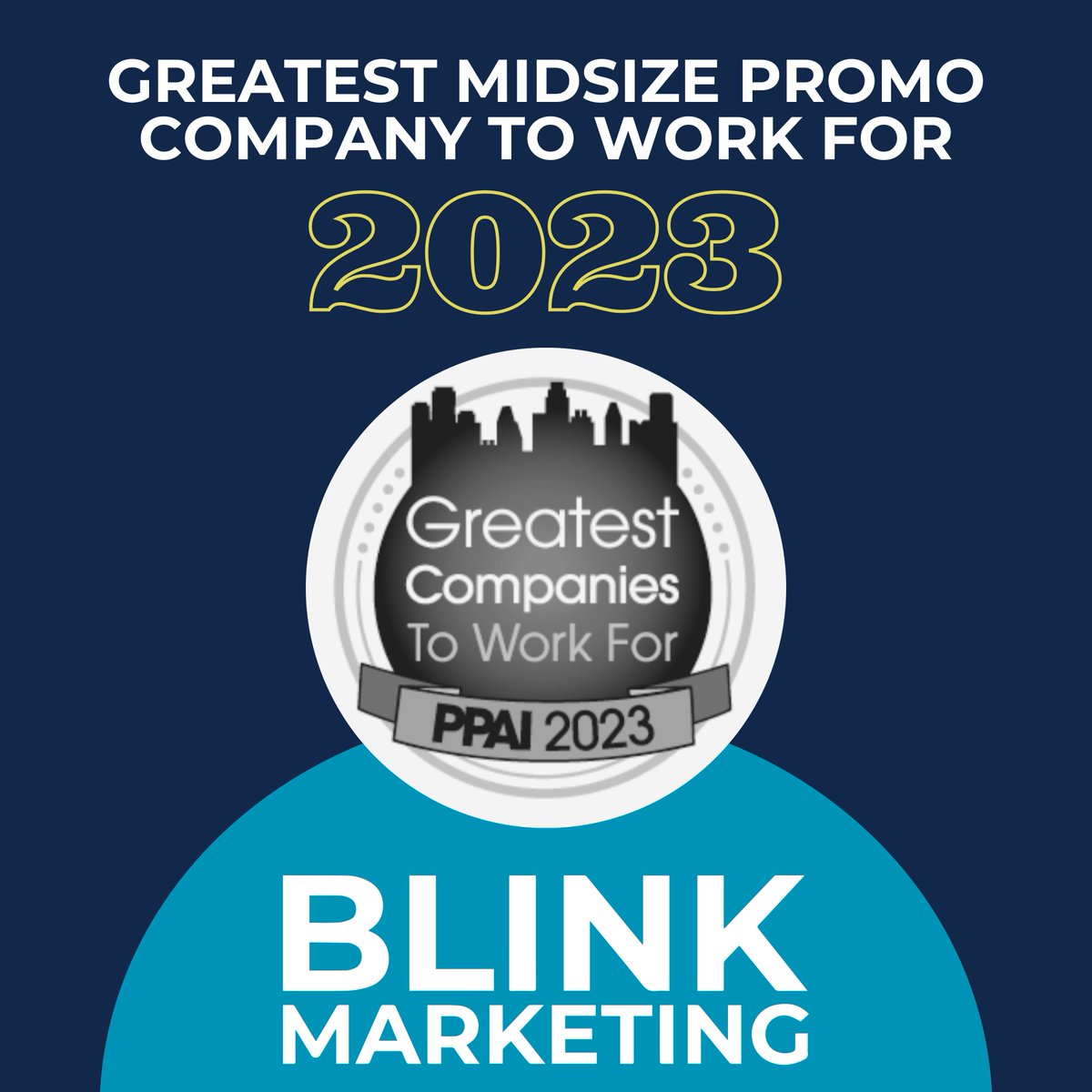 BlinkMktg's tweet image. We were recently awarded &quot;One of the Greatest Promo Companies to Work For 2023&quot; by @PPAI_HQ 🎉 #ThinkBlink