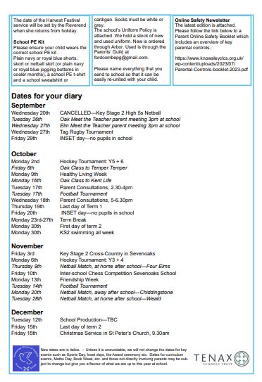 Fordcombe's latest school newsletter: hot off the press!