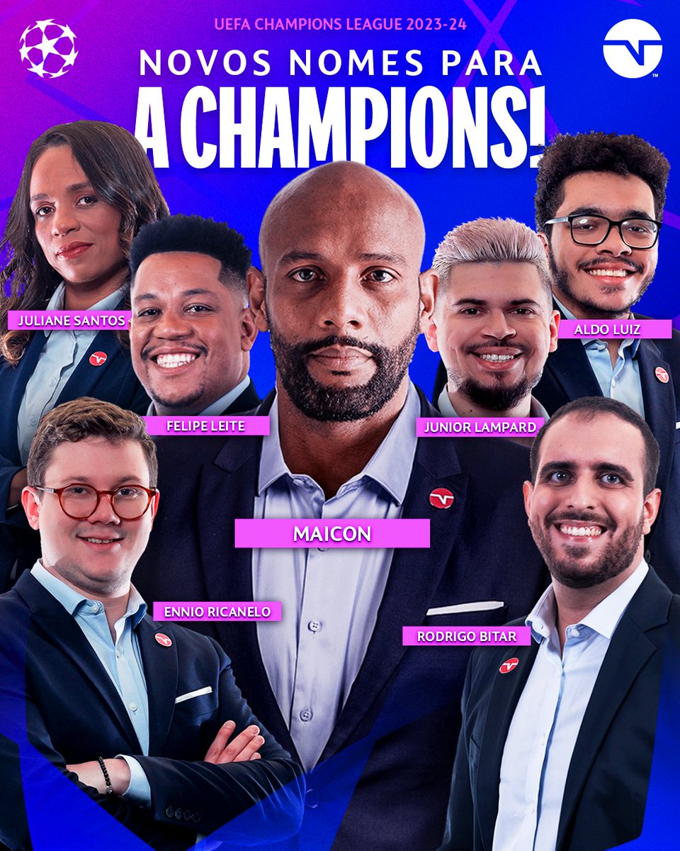 TNTSportsBR's tweet photo. 🚨 NOVIDADE NA ÁREA!💥 Se liga no NOVO TIMAÇO da TNT Sports para a cobertura de mais uma UEFA Champions League! Tem até jogador que foi CAMPEÃO da competição, né, Maicon? 🏆 Curtiram? #CasaDaChampions https://t.co/doPSwddClc