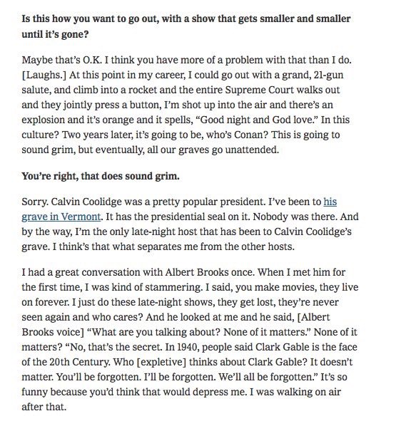 One more example of the “greatness is knowing that it doesn’t matter” ethos from Conan O’Brien and Albert Brooks: