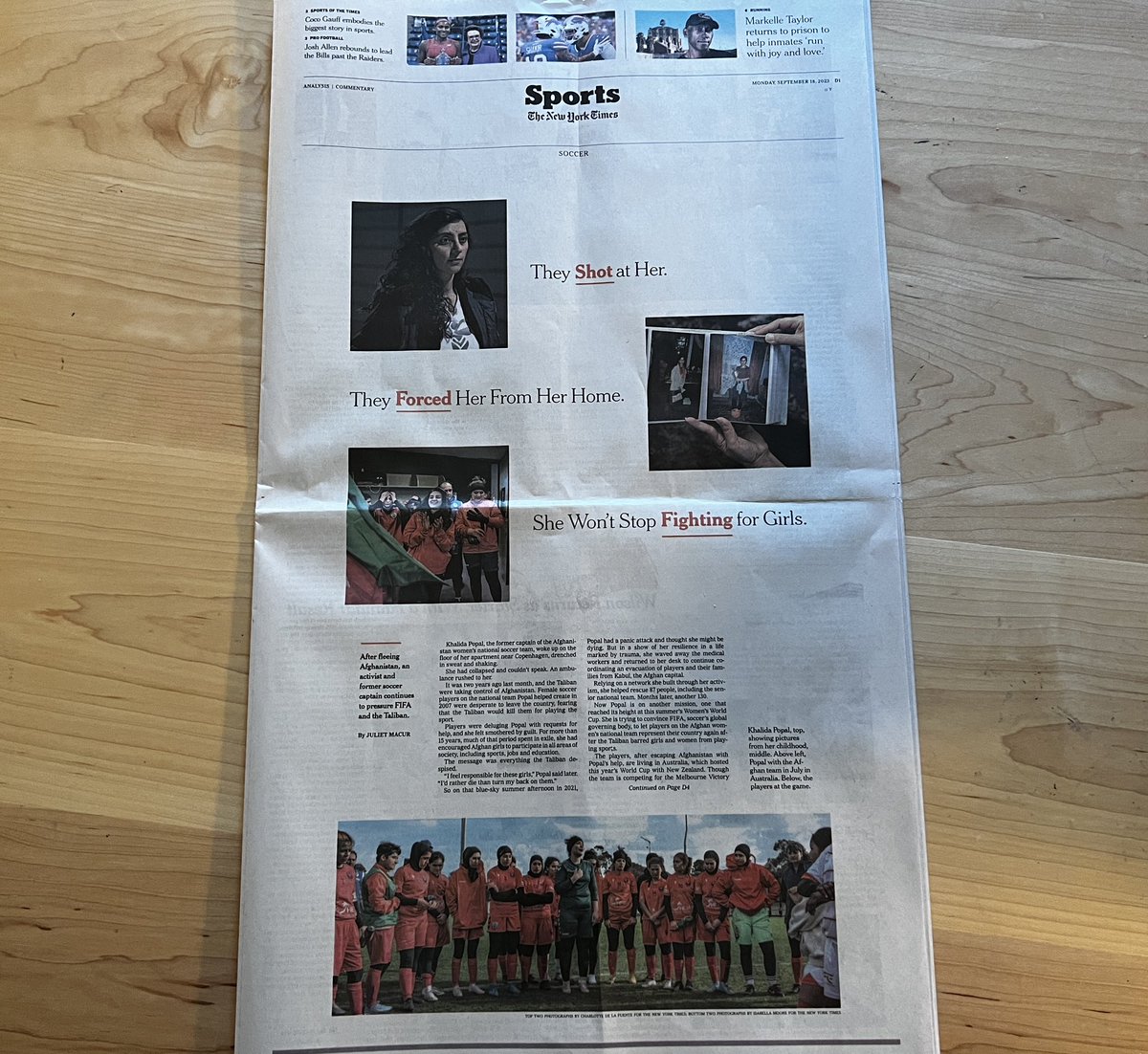 Here’s the final @nytimes sports section written and produced by the NYT’s sports department, which our company has closed. I started working in the section 19-1/2 years ago, and this moment is breaking my heart.