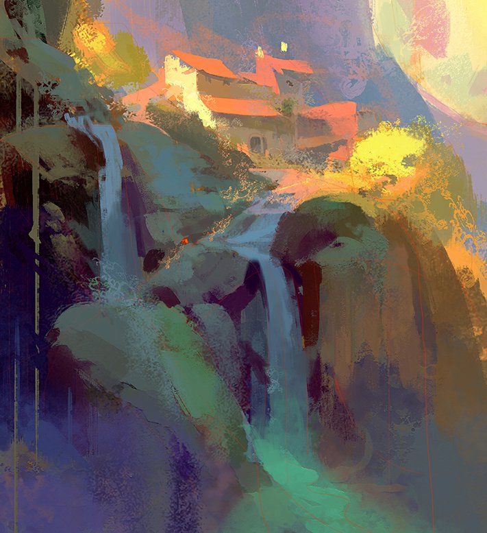 NathanFowkesArt's tweet photo. Roughing out a hill town idea. https://t.co/fSyqOq7gME