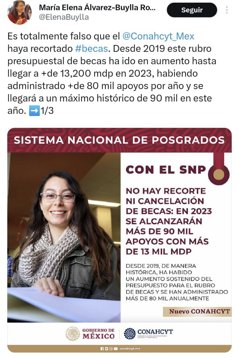 xLaBecaConahcyt's tweet photo. Con un proceso turbio y atropellado, este año @Conahcyt_Mex  ha dejado sin becas para posgrado, ni explicación, a más de 80 profesionistas, a pesar de tener un supuesto presupuesto de 13mil MDP.

— Abrimos hilo… 🧵 https://t.co/uVAQiI2aL5
