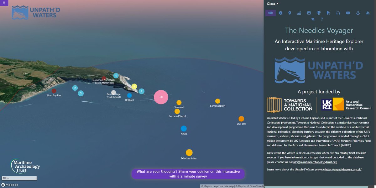 Dive In! To the new Needles Voyager to explore wrecks and maritime sites, their stories, artefacts, video, archive links, audio, 3D and more. unpath.maritimearchaeologytrust.org
Part of the #unpathdwaters project, supported by #ahrc #TaNC #DiscoveryProjects